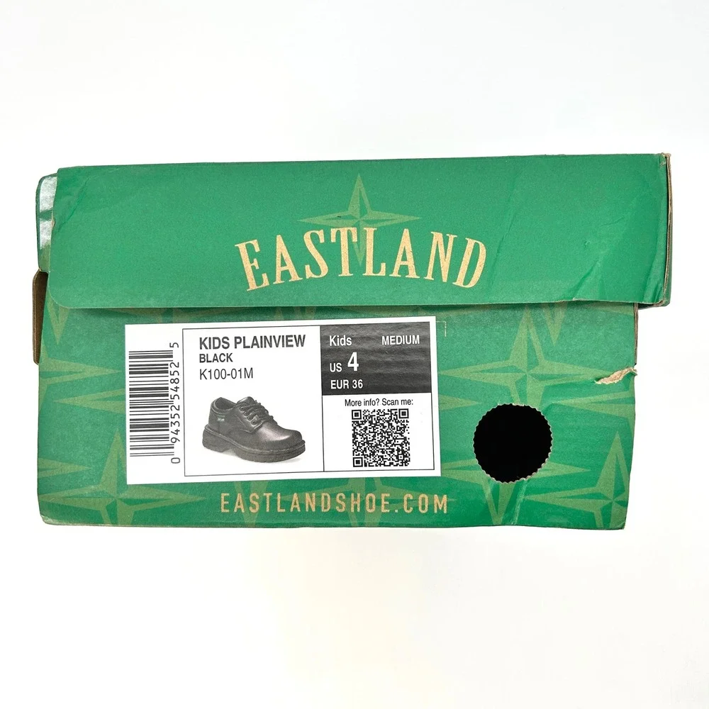 Kids Oxford Dress Shoes Eastland Plainview Size 4 Big Kids Black Leather NEW
